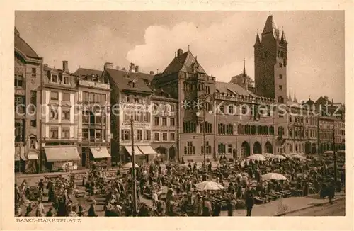 AK / Ansichtskarte Basel BS Marktplatz Innenstadt Kupferdruck Kat. Basel