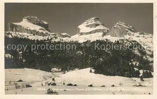 AK / Ansichtskarte Leysin en hiver Tours d Ai et Tour de Mayen Alpenpanorama Kat. Leysin