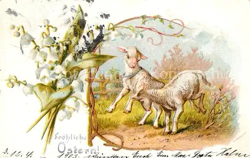 AK / Ansichtskarte Ostern Easter Paques Lamm Maigloeckchen Litho Kat. Greetings