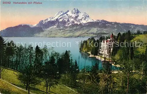 AK / Ansichtskarte Hertenstein LU Panorama Vierwaldstaettersee mit Pilatus Kat. Hertenstein LU