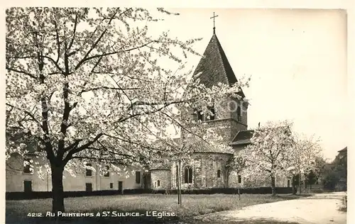 AK / Ansichtskarte Saint Sulpice VD Eglise au printemps Kirche Fruehling Baumbluete