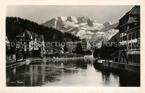 AK / Ansichtskarte Thun BE Partie an der Aare Alpenblick Kat. Thun