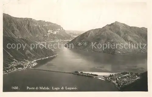 AK / Ansichtskarte Melide Lago di Lugano Ponte di Melide veduta aerea