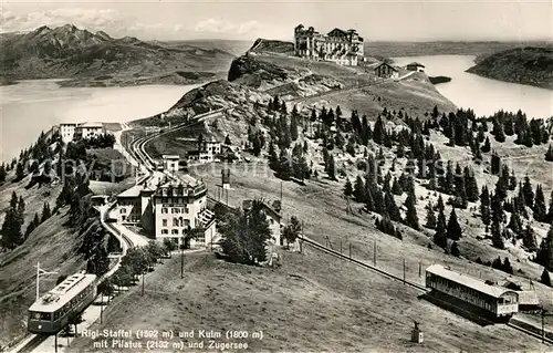 AK / Ansichtskarte Rigi Staffel und Kulm mit Pilatus Zugersee Fliegeraufnahme Kat. Rigi Staffel