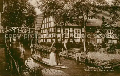 AK / Ansichtskarte Luebbenau Spreewald Verkehr von Haus zu Haus ueber Bruecken und mit Kaehnen Trinks Postkarte Reihe 25 Bild 5 Spreewald und Oderbruch Kat. Luebbenau