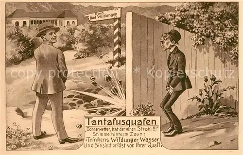 AK / Ansichtskarte Bad Wildungen Tantalusqualen Wildunger Wasser Karikaturen Kuenstlerkarte Kat. Bad Wildungen