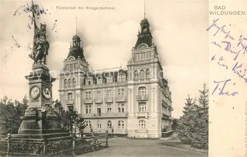 AK / Ansichtskarte Bad Wildungen Fuerstenhof mit Kriegerdenkmal Kat. Bad Wildungen