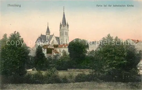 AK / Ansichtskarte Homburg Bad Partie bei der katholischen Kirche Kat. Bad Homburg v.d. Hoehe