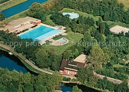 AK / Ansichtskarte Emden Haldensleben Schwimmbad Fliegeraufnahme Jugendhergberge Kat. Emden Haldensleben