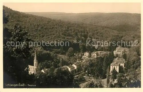 AK / Ansichtskarte Schlangenbad Taunus Teilansicht mit Kirche Kat. Schlangenbad