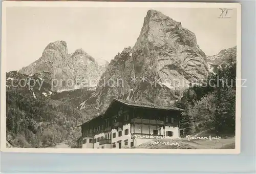 AK / Ansichtskarte Hinterbaerenbad Anton Karg Haus Kleiner Halt Totenkirchl Kaisergebirge Kat. Kaisertal