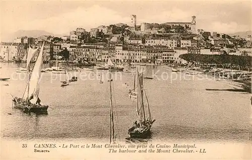 AK / Ansichtskarte Cannes Alpes Maritimes Le Port et le Mont Chevalier vue prise du Casino Municipal Kat. Cannes