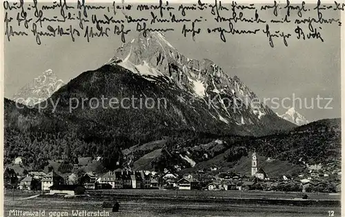 AK / Ansichtskarte Mittenwald Bayern mit Wetterstein Kat. Mittenwald