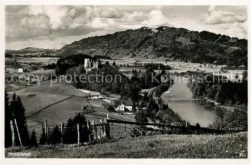 AK / Ansichtskarte Immenstadt Allgaeu Ruine Laubenberg Stein mit Iller und Rottachberg Kat. Immenstadt i.Allgaeu