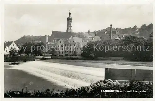 AK / Ansichtskarte Landsberg Lech mit Lechwehr Kat. Landsberg am Lech