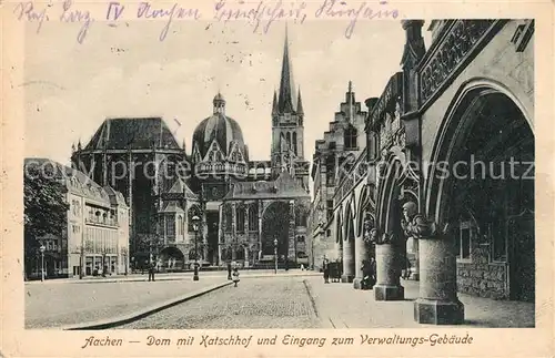 Aachen Dom mit Katschhof Eingang zum Verwaltungsgebaeude Arkaden Kat. Aachen