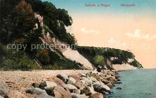 Sassnitz Ostseebad Ruegen Uferpartie Strand Kreidefelsen Steilkueste Kat. Sassnitz