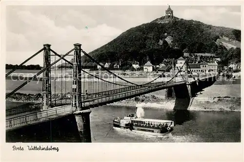 Porta Westfalica Wittekindsberg Kaiser Wilhelm Denkmal Weser Bruecke Dampfer Kat. Porta Westfalica