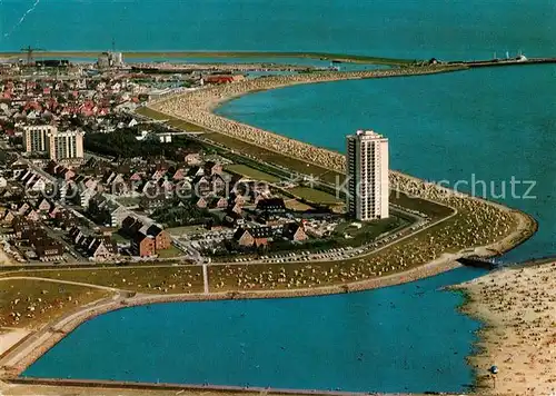 AK / Ansichtskarte Buesum Nordseebad Fliegeraufnahme mit Strand Kat. Buesum