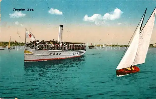 AK / Ansichtskarte Tegel Tegeler See Ausflugsdampfer Segelboot Kat. Berlin