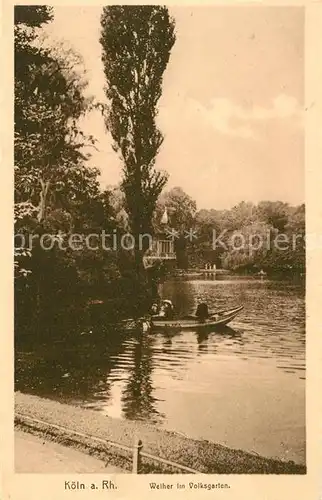 AK / Ansichtskarte Koeln Rhein Weiher im Volksgarten Kat. Koeln