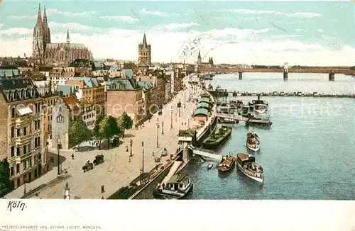 AK / Ansichtskarte Koeln Rhein Rheinpromenade mit Dom Kat. Koeln