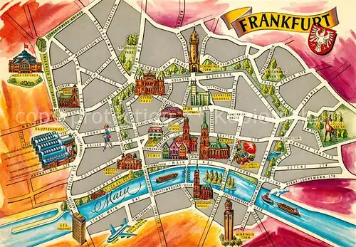 AK / Ansichtskarte Frankfurt Main Lageplan Kat. Frankfurt am Main