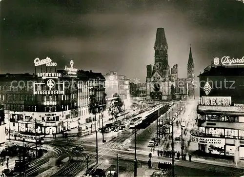 AK / Ansichtskarte Berlin Kurfuerstendamm Kaiser Wilhelm Gedaechtniskirche bei Nacht Kat. Berlin