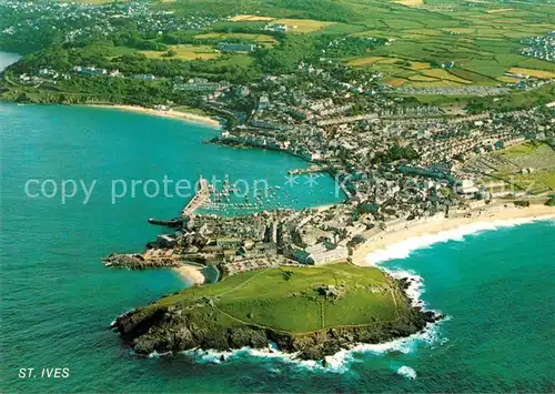 AK / Ansichtskarte St Ives Cornwall Fliegeraufnahme mit Hafen Strand Kat. St Ives