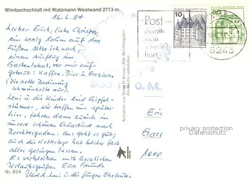 AK / Ansichtskarte Watzmann Wimbachschloss Westwand Kat. Berchtesgaden