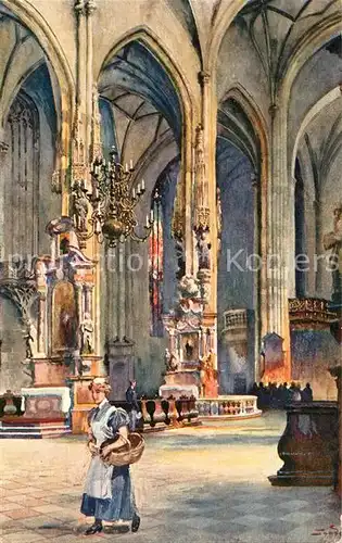 AK / Ansichtskarte Wien Stephanskirche Mittelschiff Caecilienaltar Frauenaltar Maria Poetsch Bild Kat. Wien