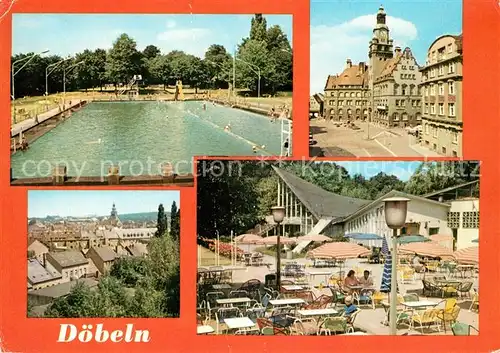 AK / Ansichtskarte Doebeln Freibad Rathaus Parkrestaurant Buergergarten Kat. Doebeln