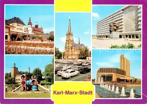 AK / Ansichtskarte Karl Marx Stadt Rathaus Kuechwaldpark Theaterplatz Karl Marx Monument Interhotel Kat. Chemnitz