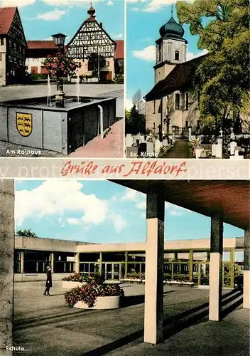 AK / Ansichtskarte Alfdorf Rathaus Brunnen Kirche Schule Kat. Alfdorf