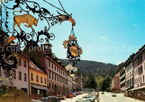 AK / Ansichtskarte Schonach Schwarzwald Hauptstrasse Gasthaus Tuerschild Kat. Schonach im Schwarzwald