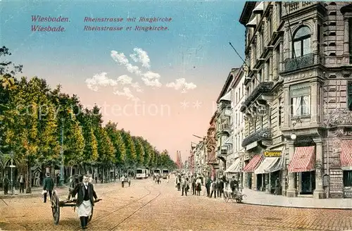 AK / Ansichtskarte Wiesbaden Rheinstrasse mit Ringkirche Kat. Wiesbaden