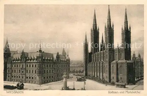 AK / Ansichtskarte Wiesbaden Rathaus und Marktkirche Kat. Wiesbaden