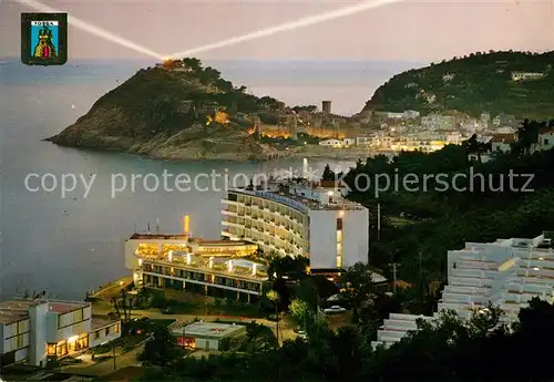 AK / Ansichtskarte Tossa de Mar Fliegeraufnahme am Abend Kat. Costa Brava