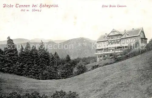 Hohegeiss Harz Hotel Dicke Tannen Kat. Braunlage