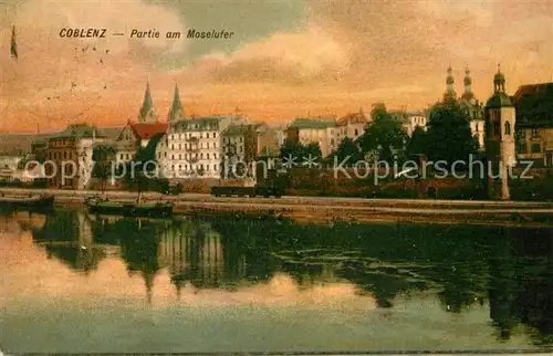 AK / Ansichtskarte Coblenz Koblenz Partie am Moselufer Kat. Koblenz Rhein