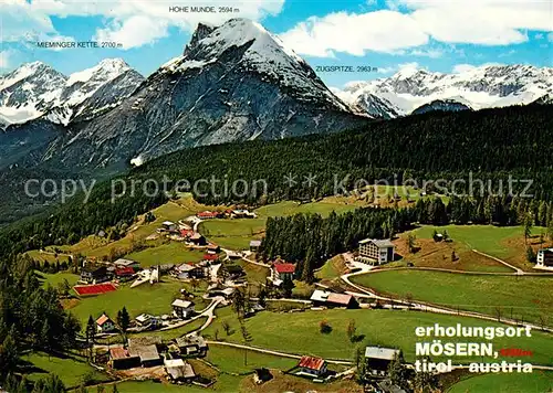 AK / Ansichtskarte Moesern Fliegeraufnahme Hohe Munde Mieminger Kette Zugspitze Kat. Telfs