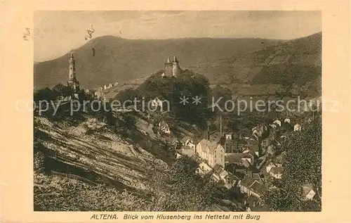 AK / Ansichtskarte Altena Lenne Blick vom Klusenberg ins Nettetal mit Burg Kat. Altena