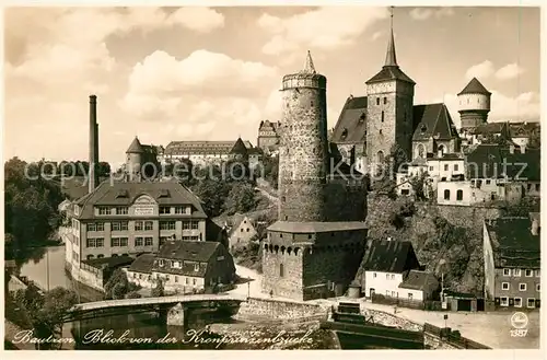 AK / Ansichtskarte Bautzen Blick von der Kronprinzenbruecke Alte Wasserkunst Michaeliskirche und Ortenburg Kat. Bautzen