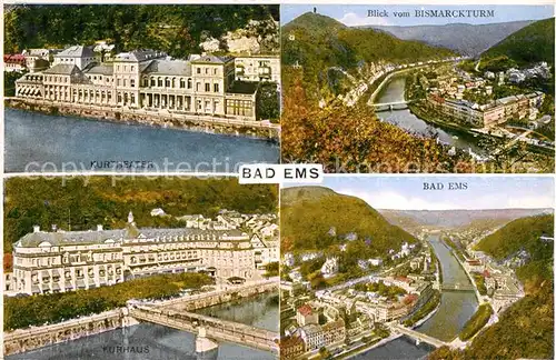 AK / Ansichtskarte Bad Ems Kurtheater Blick vom Bismarckturm Kurhaus Lahnpartie Kat. Bad Ems