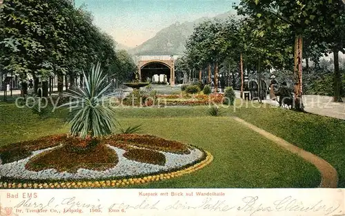 AK / Ansichtskarte Bad Ems Kurpark mit Blick auf Wandelhalle Kat. Bad Ems