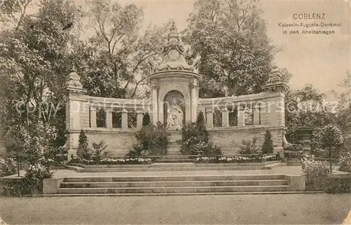 AK / Ansichtskarte Coblenz Koblenz Kaiserin Augusta Denkmal in den Rheinanlagen Kat. Koblenz Rhein