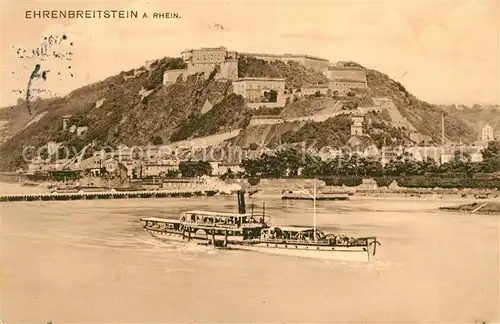 AK / Ansichtskarte Koblenz Rhein Festung Ehrenbreitstein Ausflugsschiff Kat. Koblenz