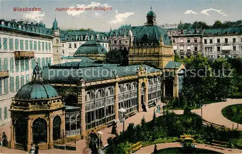 AK / Ansichtskarte Wiesbaden Kochbrunnen mit Anlagen Kat. Wiesbaden