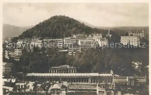 AK / Ansichtskarte Karlsbad Eger Fliegeraufnahme mit Schlossberg