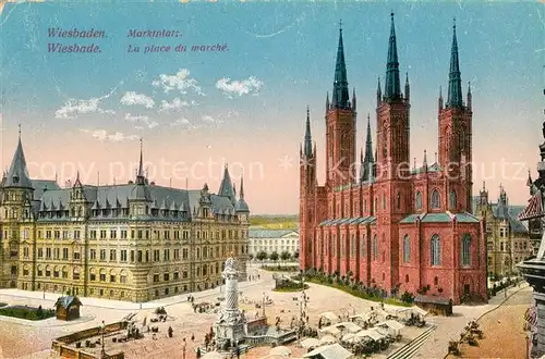 AK / Ansichtskarte Wiesbaden Marktplatz Kirche Kat. Wiesbaden